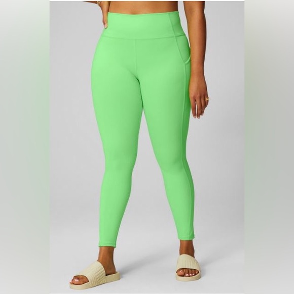 NWT- Fabletics PureLuxe HW Pocket Full Length Leggings- MINT GLOW NEON (27inch) - Picture 2 of 9